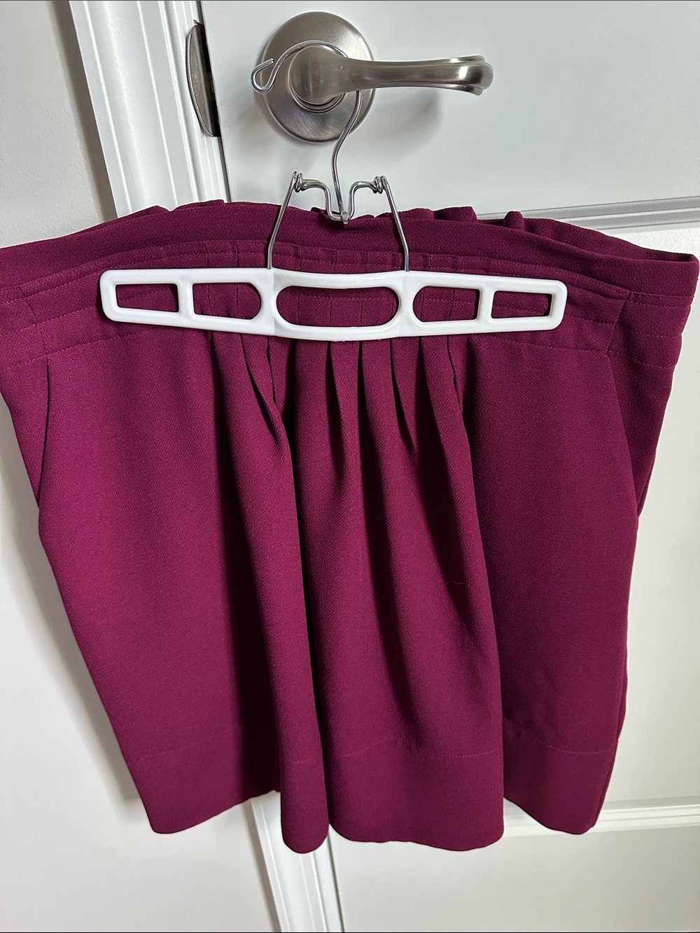 Burgundy Skater Skirt with Pleats